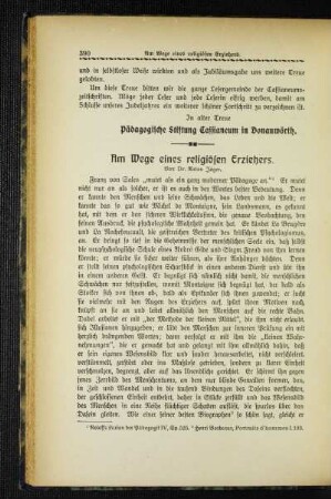 Am Wege eines religiösen Erziehers