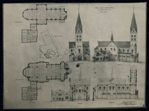 Herz-Jesu-Kirche (mit Vikarie), Heeren-Werve: Grundrisse, Ansichten, Schnitte