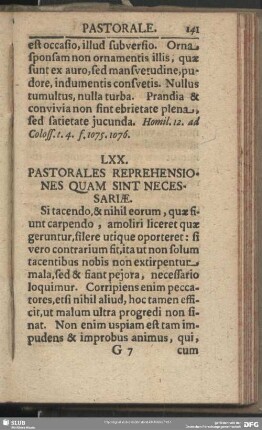 LXX. Pastorales Reprehensiones Quam Sint Necessariae