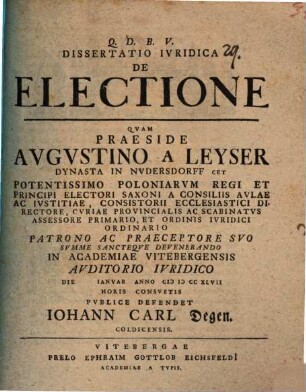 Diss. iur. de electione