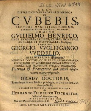Dissertatio Inavgvralis Medica De Cvbebis