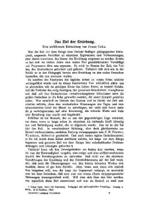Das Ziel der Erziehung