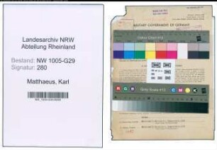 Entnazifizierung Karl Matthaeus , geb. 09.05.1901 (Bahnsekretaer)