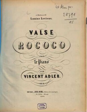 Valse Rococo : pour le piano ; op. 11