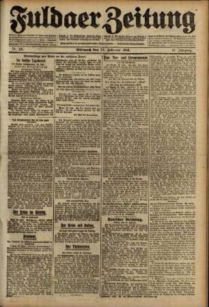 Ausgabe vom Mittwoch, den 27. Februar 1918.