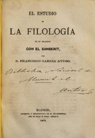 El estudio de la filología en su relacion con el Sanskrit