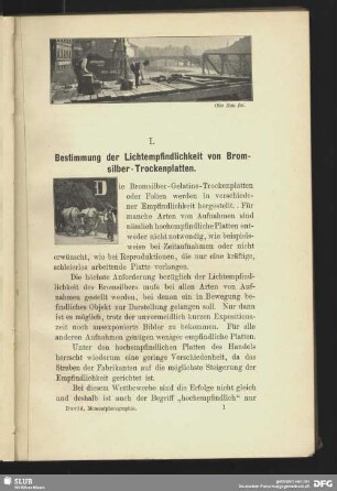 I. Bestimmung der Lichtempfindlichkeit von Bromsilber-Trockenplatten