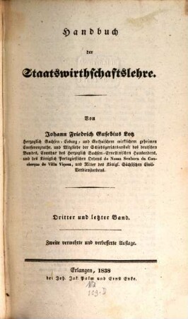 Handbuch der Staatswirthschaftslehre. 3