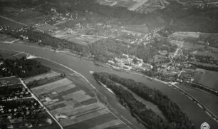 Dresden. Meußlitz, Pillnitz, Hosterwitz und Elbe mit Pillnitzer Elbinsel. Luftbild-Schrägaufnahme von Südsüdost