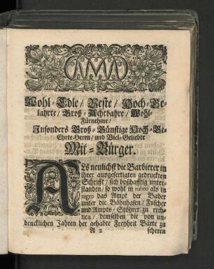 Wohl-Edle/ Beste/ Hoch-Belahrte/ ...