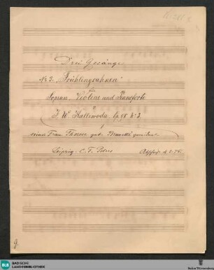 Frühlingsahnen - JWK Mus.Ms. 281 b : V, vl, pf; A; op. 98/3, StrK op. 98/3