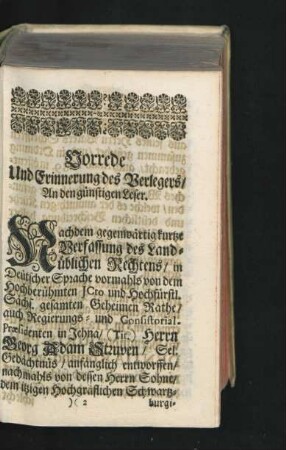 Vorrede und Erinnerung des Verlegers an den günstigen Leser.