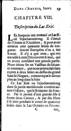 Description du Lac Erié.