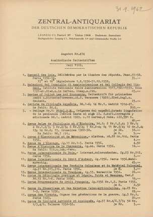 Nr. 474: Ausländische Zeitschriften VIII