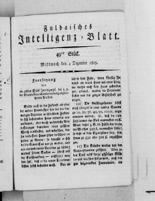 49tes Stück, Ausgabe vom 4. Dezember 1805