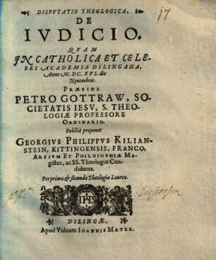 Disputatio theologica de iudicio