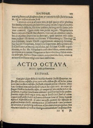 Actio Octava XIIII. Aprilis, post meridiem.
