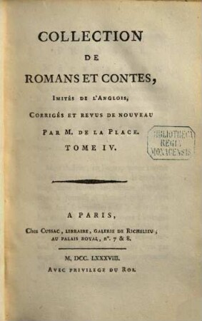 Collection de romans et contes, imités de l'anglois, 4