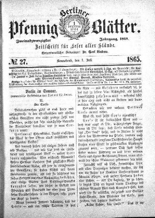 No. 27, Sonnabend, den 1. Juli