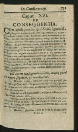 Caput XVI. De Consequentia.