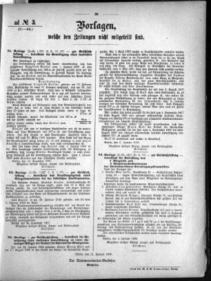 Anlage: ad No.3 (51-54.), Vorlagen, welche den Zeitungen nicht mitgeteilt sind