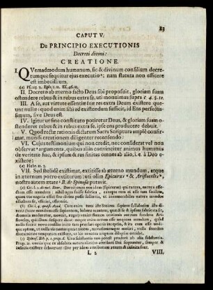 Caput V. De Principio Executionis Decreti divini: Creatione