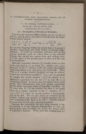 On differentiation with fractional indices, and on general differentiation.