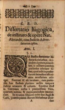 Dissertatio isagogica in selecta historiae ecclesiasticae capita