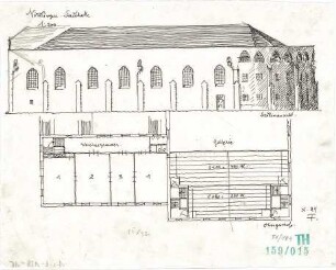 Fischer, Theodor; Nördlingen; Stadthalle - Grundriss OG, Ansicht