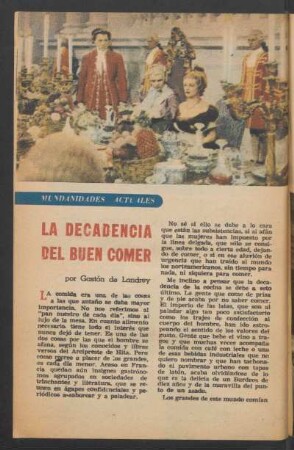 La decadencia del buen comer : Mundanidades actuales
