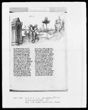 Historienbibel des Alten Testaments — Joab ersticht Abner, Folio 128recto