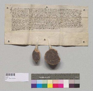 Abt Stephan und der Konvent von Kloster Attel nehmen Kloster Seeon in ihre Gebetsverbrüderung auf. S1: Abt Stephan v. Kl. Attel, S2: Konvent v. Attel
