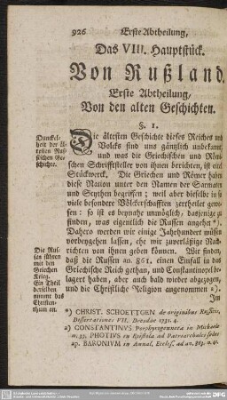 Das VIII. Hauptstück. Von Rußland