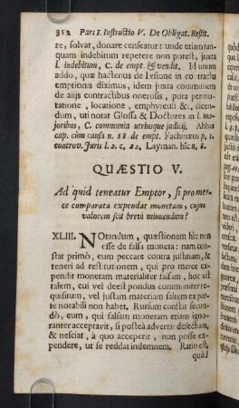 352-363, Quaestio V. Ad quid teneatur Emptor, si pro merce comparata expendat monetam...