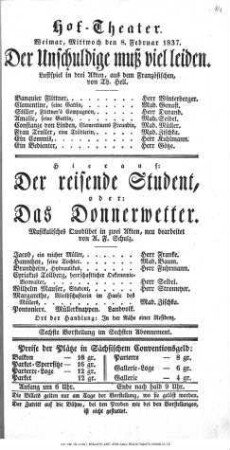 Der reisende Student, oder: Das Donnerwetter