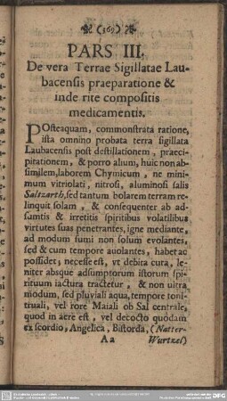 Pars III. De vera Terrae Sigillatae Laubacensis praeparatione & inde rite compositis medicamentis