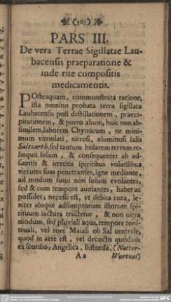 Pars III. De vera Terrae Sigillatae Laubacensis praeparatione & inde rite compositis medicamentis