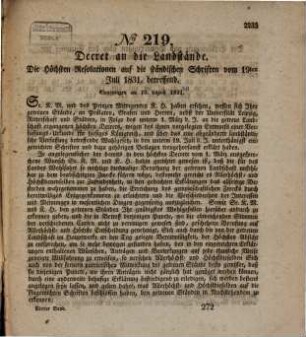 Landtags-Acten : vom Jahre .... 1831, Abtheilung 1