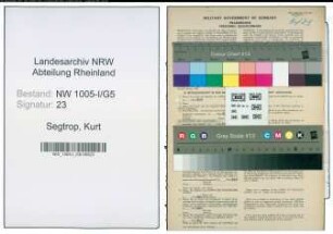 Entnazifizierung Kurt Segtrop , geb. 27.09.1919 (Schlosser)