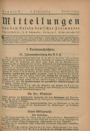 Nummer 8. 2. Jahrgang. Juni 1924.