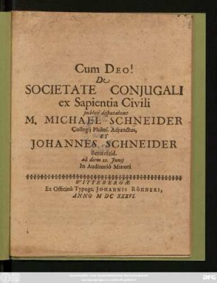 De Societate Coniugali ex Sapientia Civili