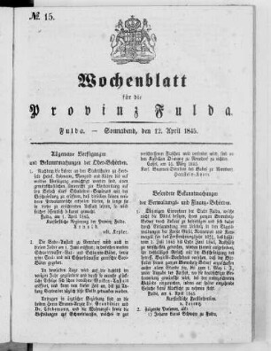 Nr. 15, Ausgabe vom 12. April 1845