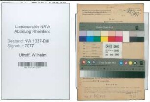 Entnazifizierung Wilhelm Uthoff , geb. 24.11.1892 (Lehrer)