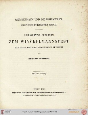 Band 16: Programm zum Winckelmannsfeste der Archäologischen Gesellschaft zu Berlin: Winckelmann und die Gegenwart.