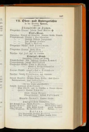 VII. Ober= und Untergerichte in der Provinz Hanau.