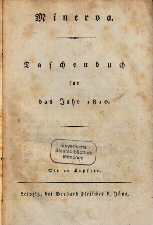 Minerva : Taschenbuch. 1810 = [Jg. 2]