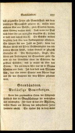 Graubündten. Vorläufige Bemerkungen