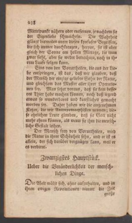 Zwanzigstes Hauptstück. Ueber die Veränderlichkeit der menschlichen Dinge