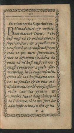 VI. [IV.] Oratiun per sia Superiuritaet.