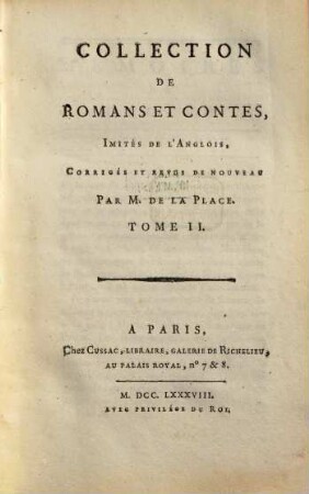 Collection de romans et contes, imités de l'anglois, 2
